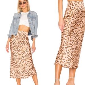 Free People Normani Bias Midi Skirt Leopard Print